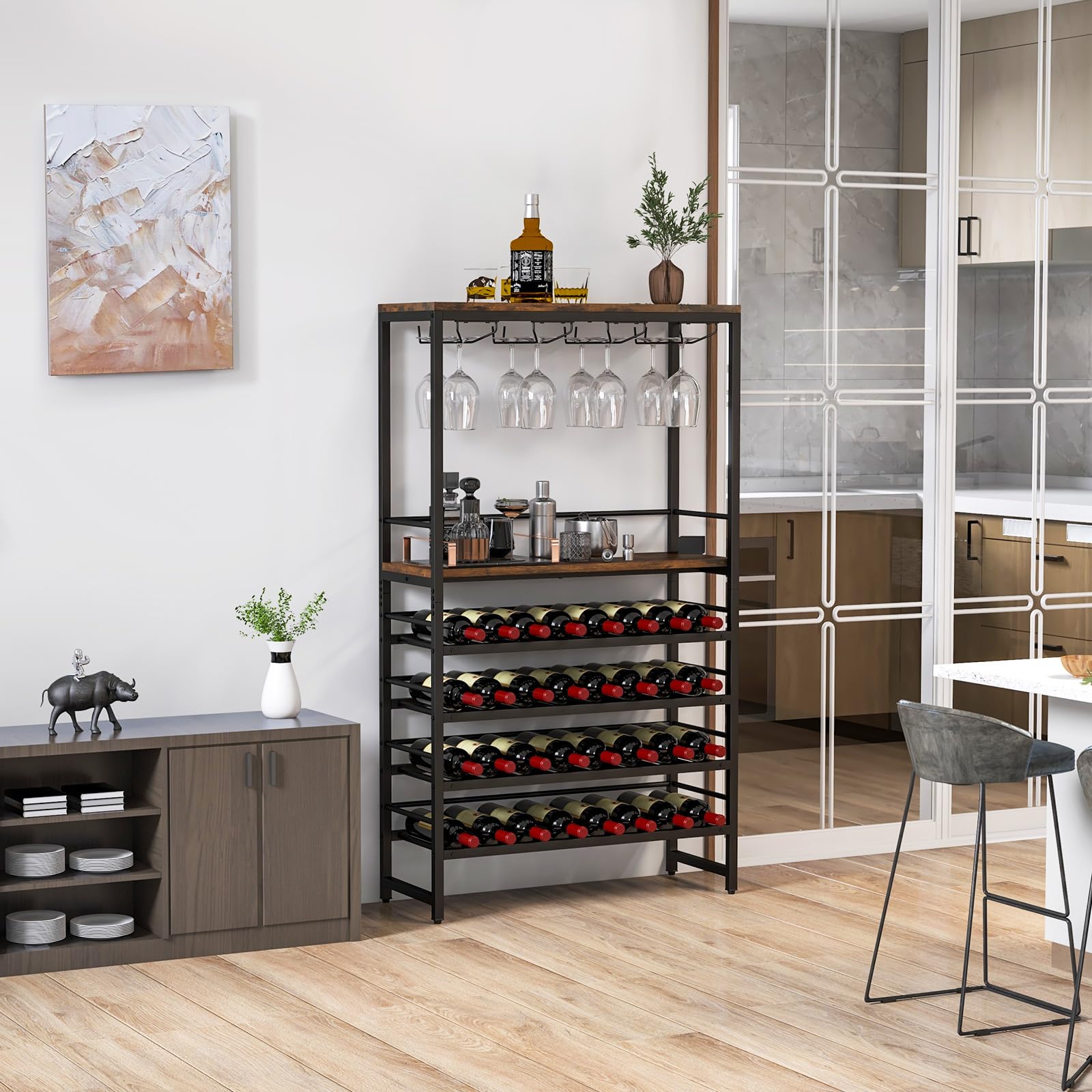 komfotteu-weinregal-6-stufig-f-r-32-flaschen-und-16-gl-ser image 2