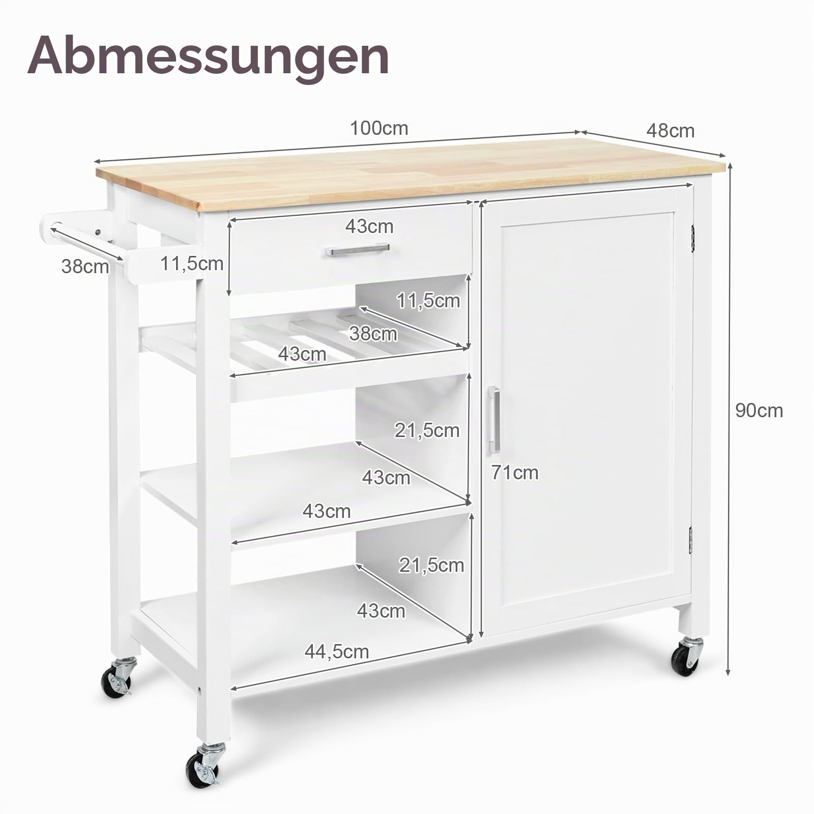 komfotteu-k-chenwagen-100x48x90cm-mit-arbeitsplatte-schublade-und-flaschenhalter image 6