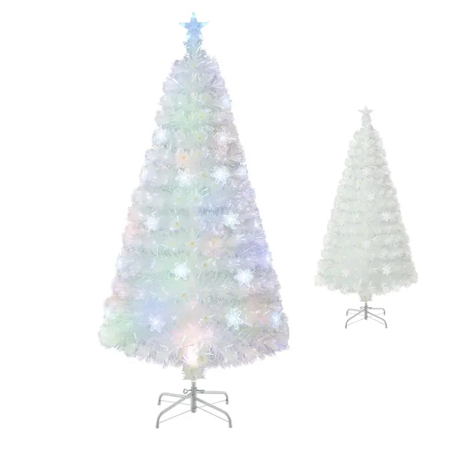 komfotteu-k-nstlicher-weihnachtsbaum-wei-150-cm-mit-led-beleuchtung image 1
