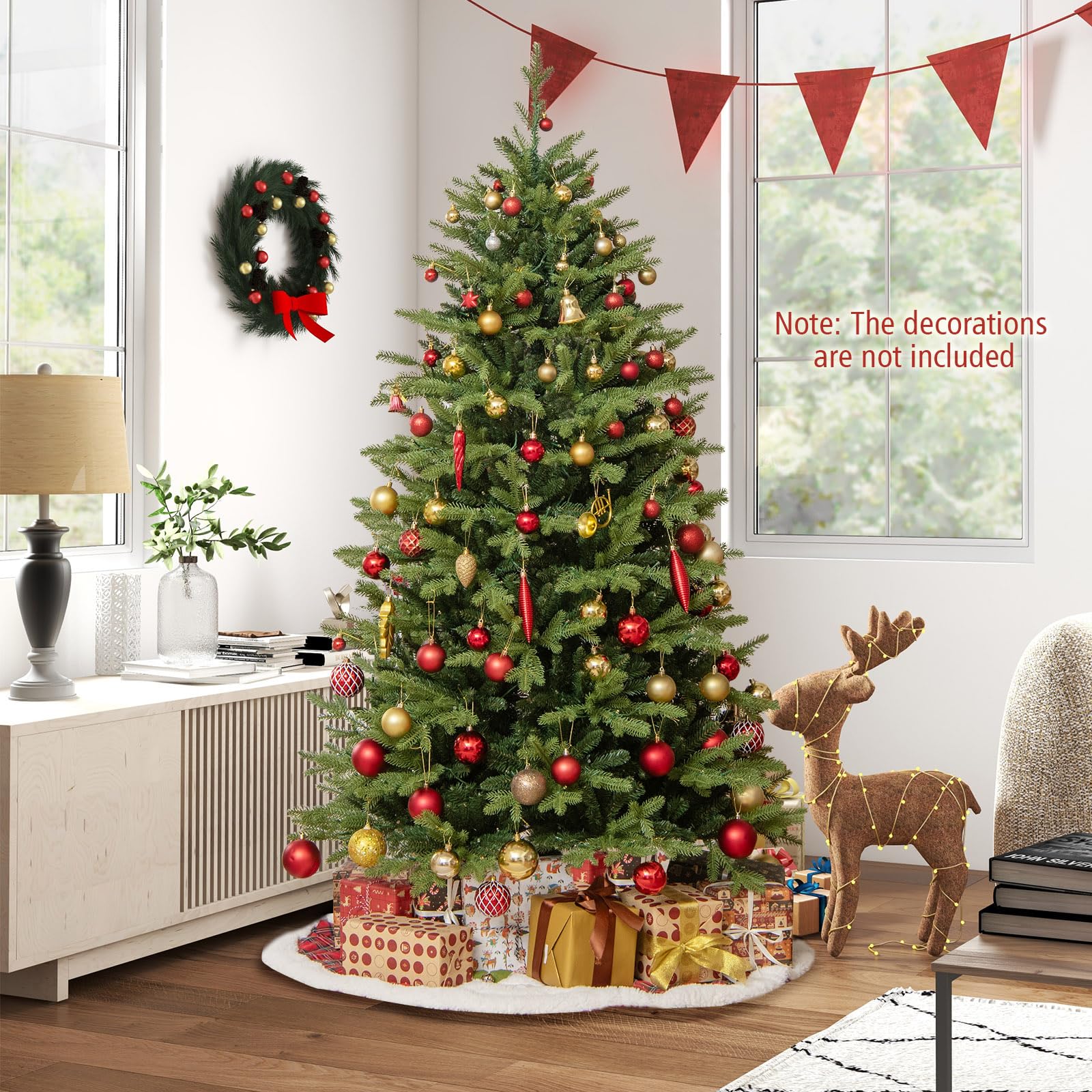 komfotteu-k-nstlicher-weihnachtsbaum-mit-lichtern-und-eisenbasis-aus-pvc image 2