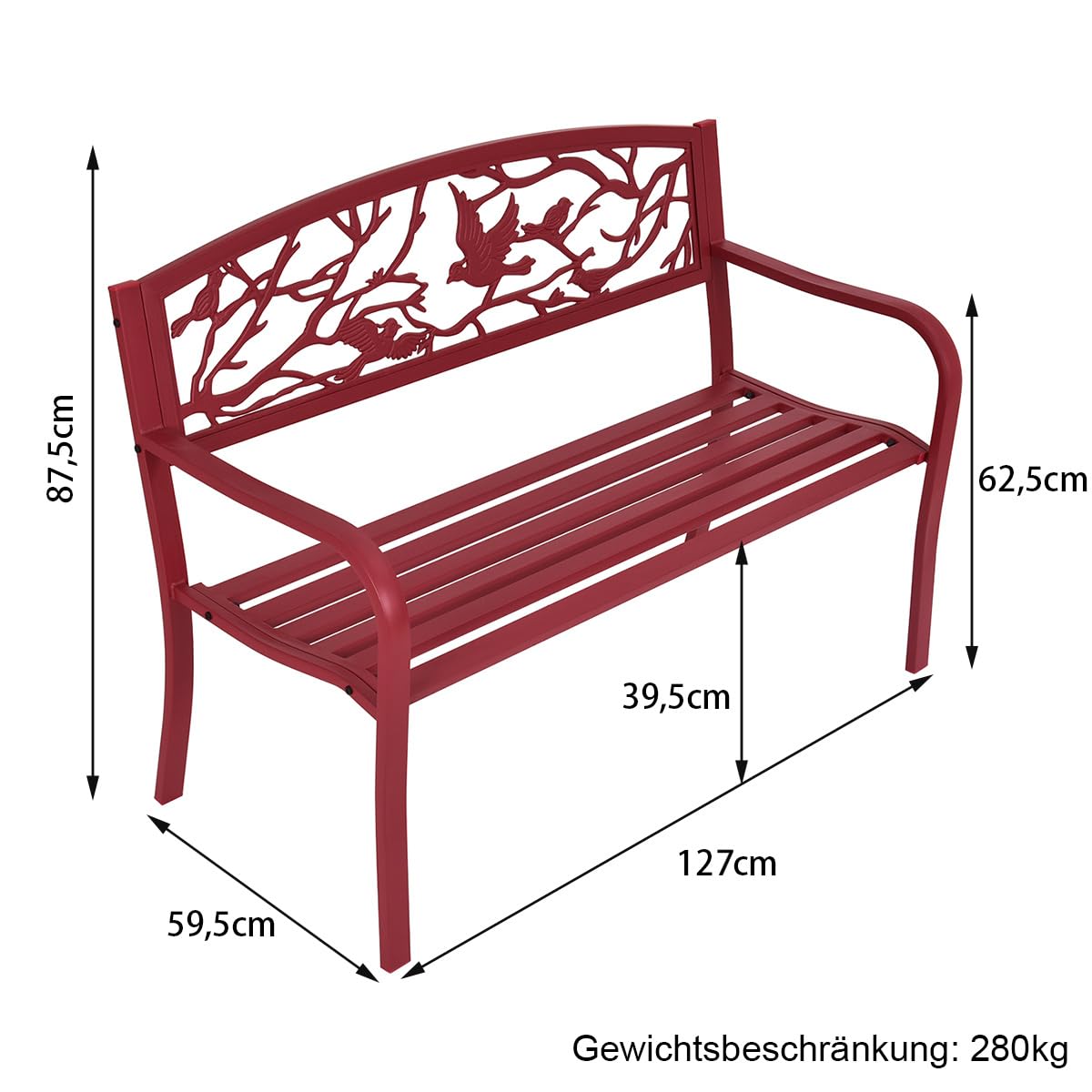 komfotteu-gartenbank-metall-rot-127x60x88-cm-bis-280-kg image 3