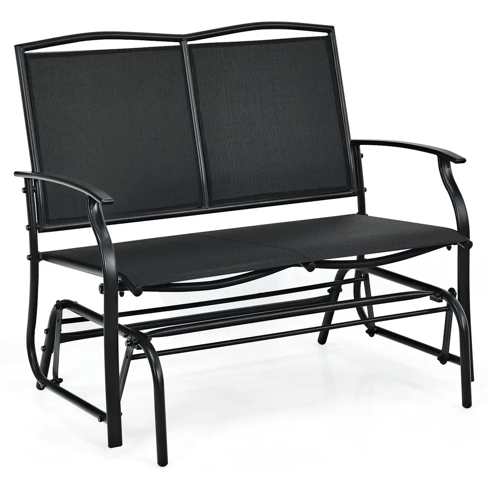 komfotteu-schaukelbank-2-sitzer-textilene-schwarz-105x71-5x93-cm-bis-180-kg image 1