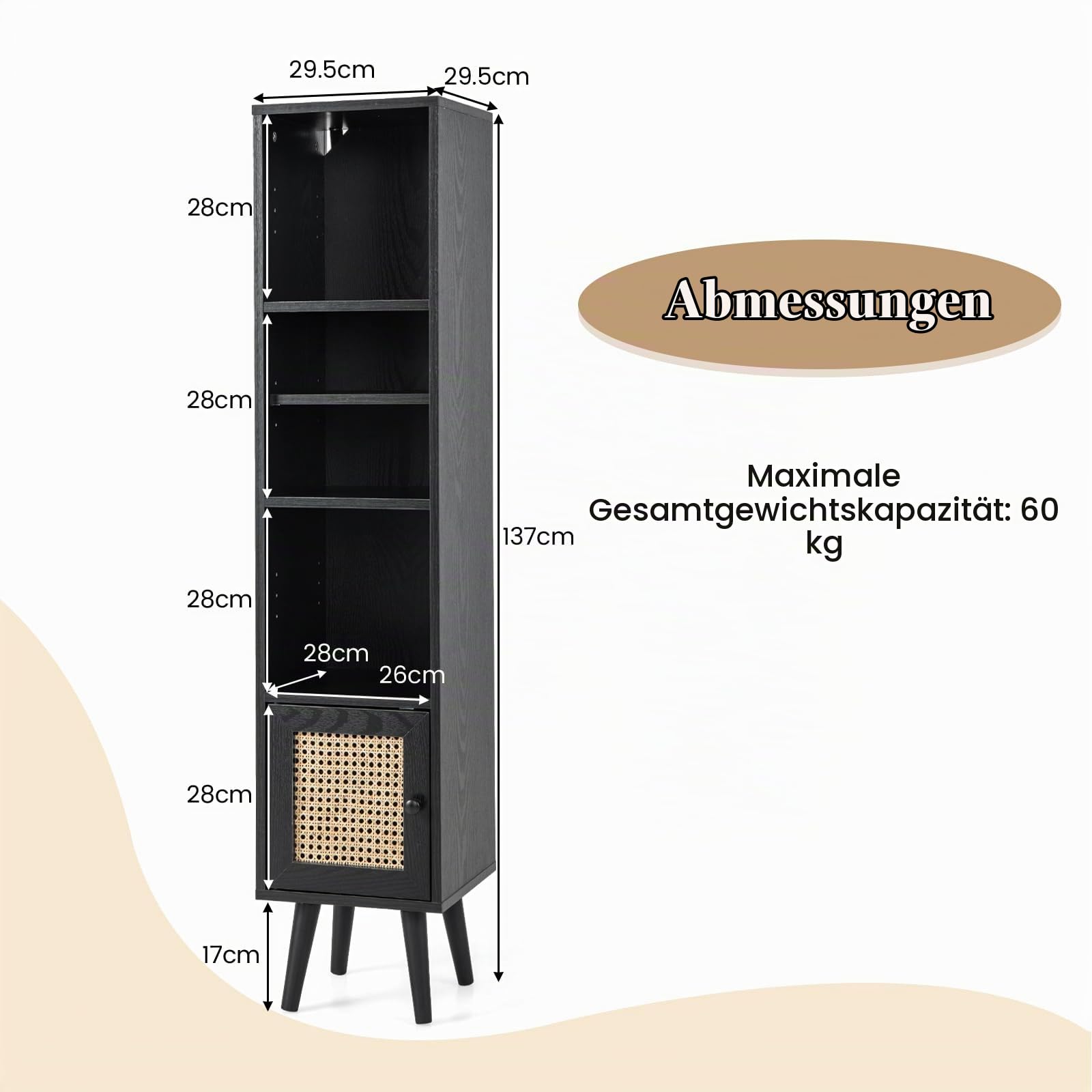 komfotteu-b-cherschrank-rattan-holz-mit-t-r-schwarz-30-x-30-x-137-cm image 3