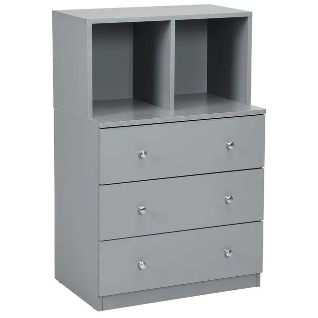 komfotteu-kommode-aus-holz-grau-60-x-40-x-94-cm-mit-3-schubladen-und-2-f-chern image 1