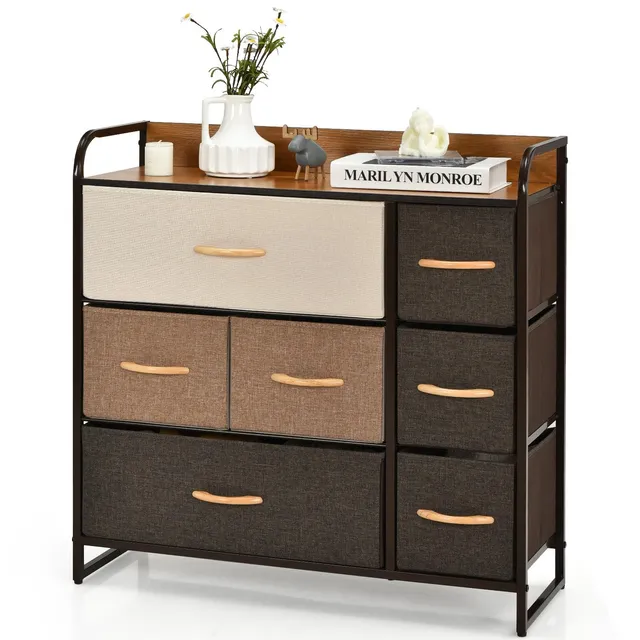 komfotteu-kommode-mit-7-stoffschubladen-80-x-29-x-79-cm image 1