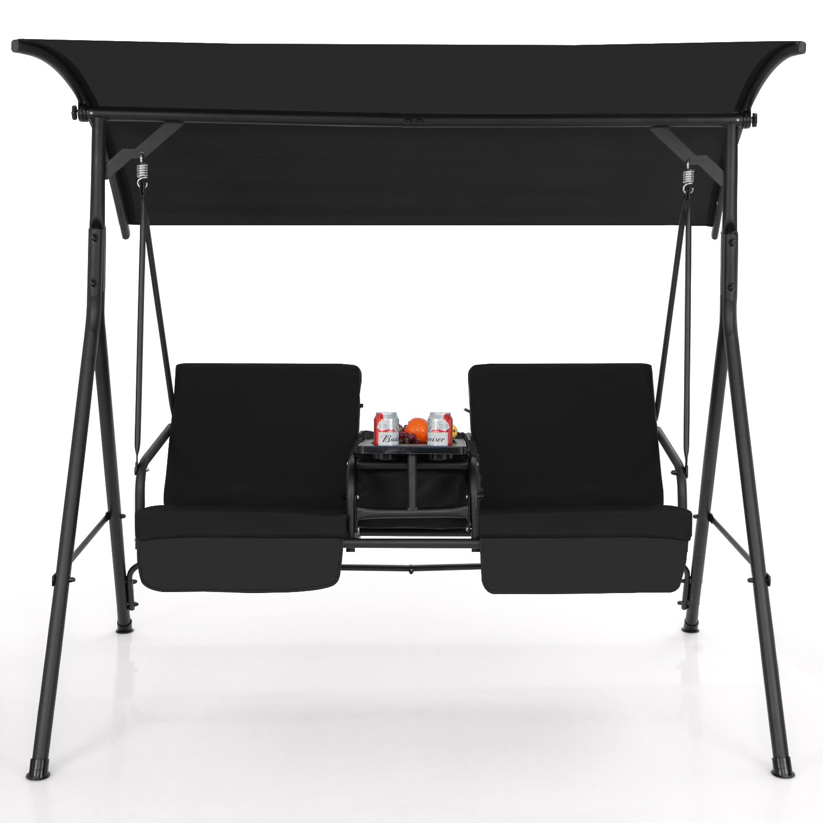 komfotteu-hollywoodschaukel-2-sitzer-mit-baldachin-schwarz image 1