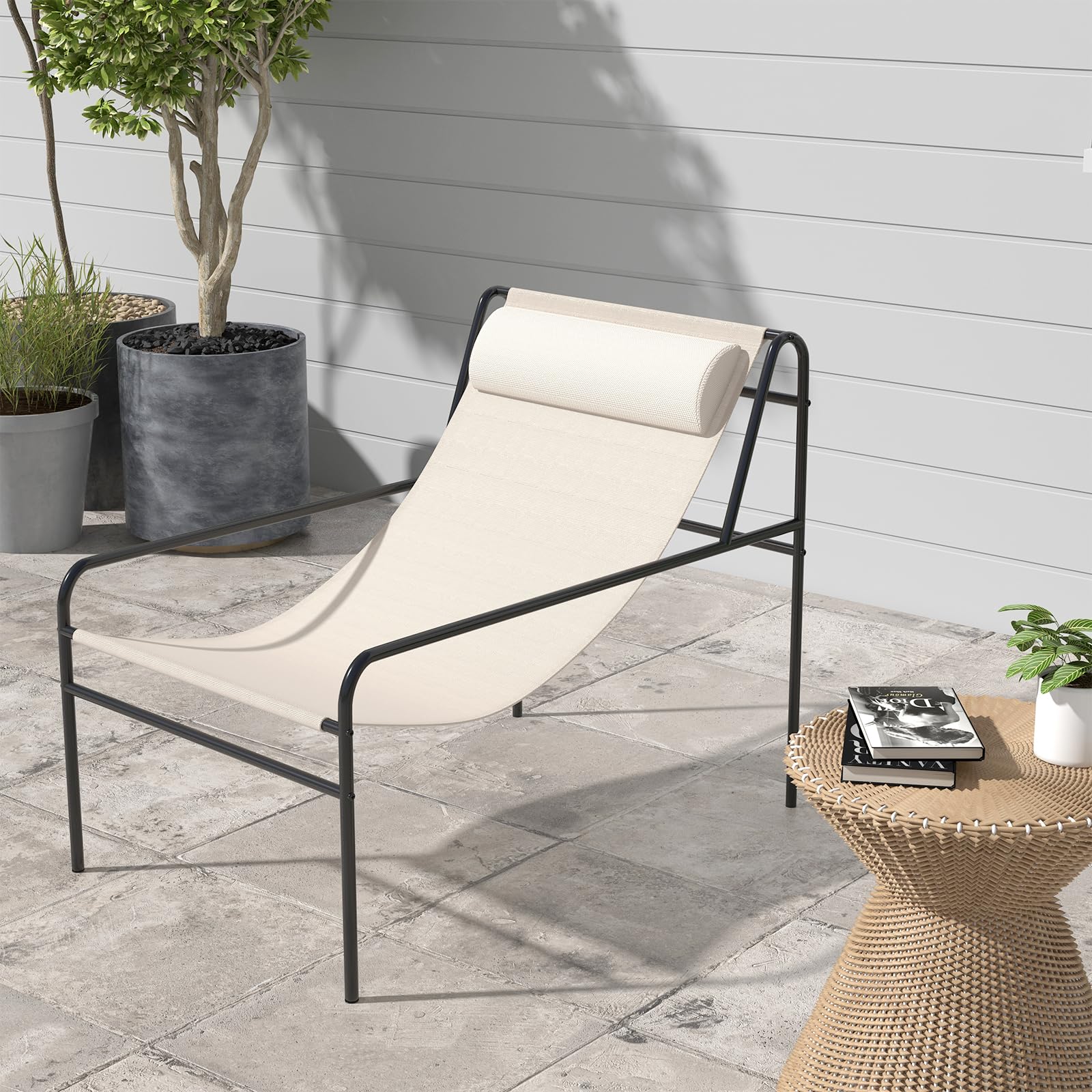 komfotteu-liegestuhl-beige-94x62x76-cm-sonnenliege-mit-kopfst-tze-metallgestell image 2