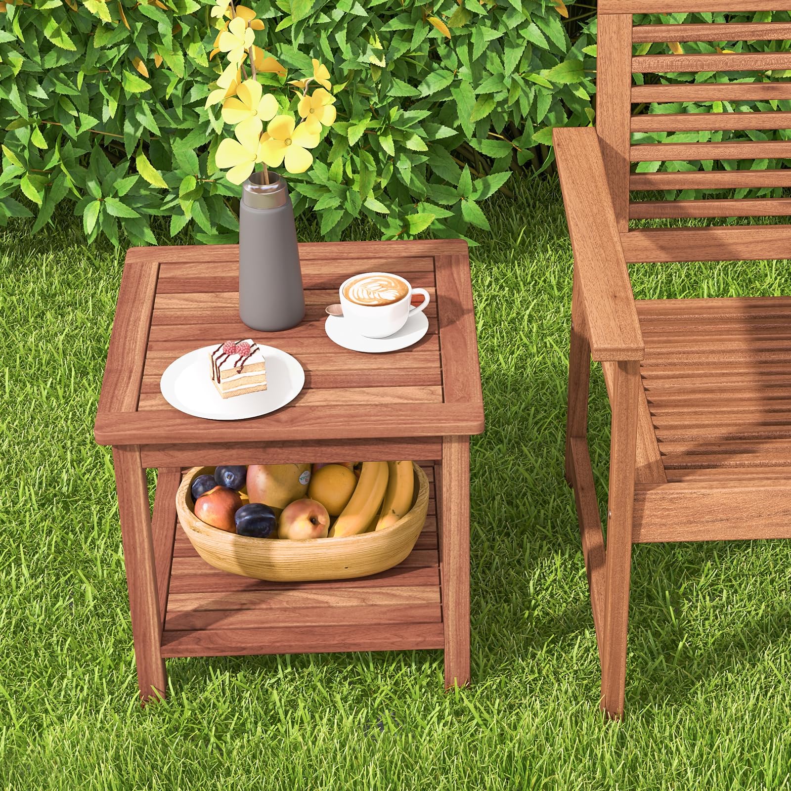 komfotteu-gartentisch-rechteckig-akazienholz-beistelltisch-2-ebenen image 7