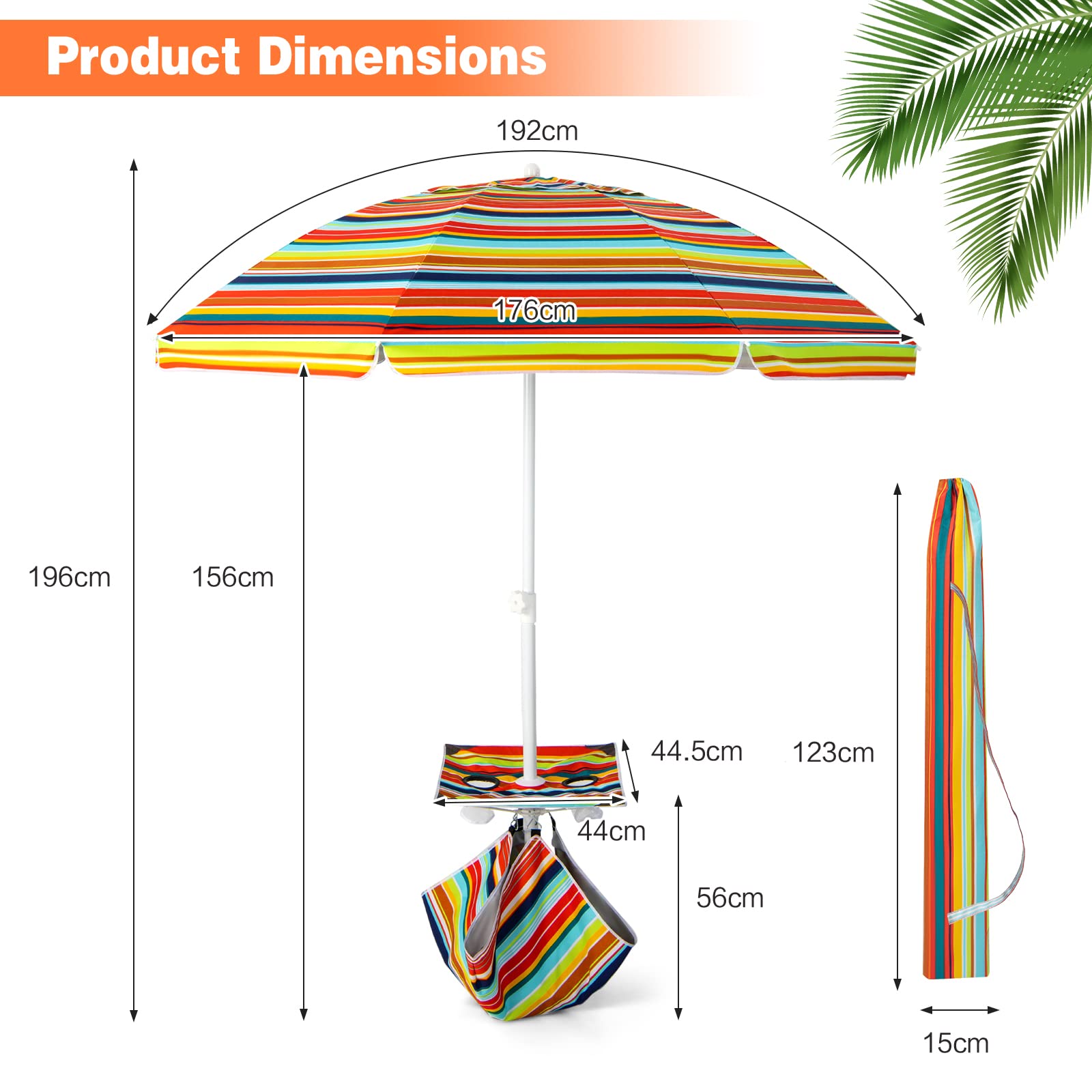 komfotteu-sonnenschirm-strand-200-cm-gartenschirm-uv50-h-henverstellbar image 7