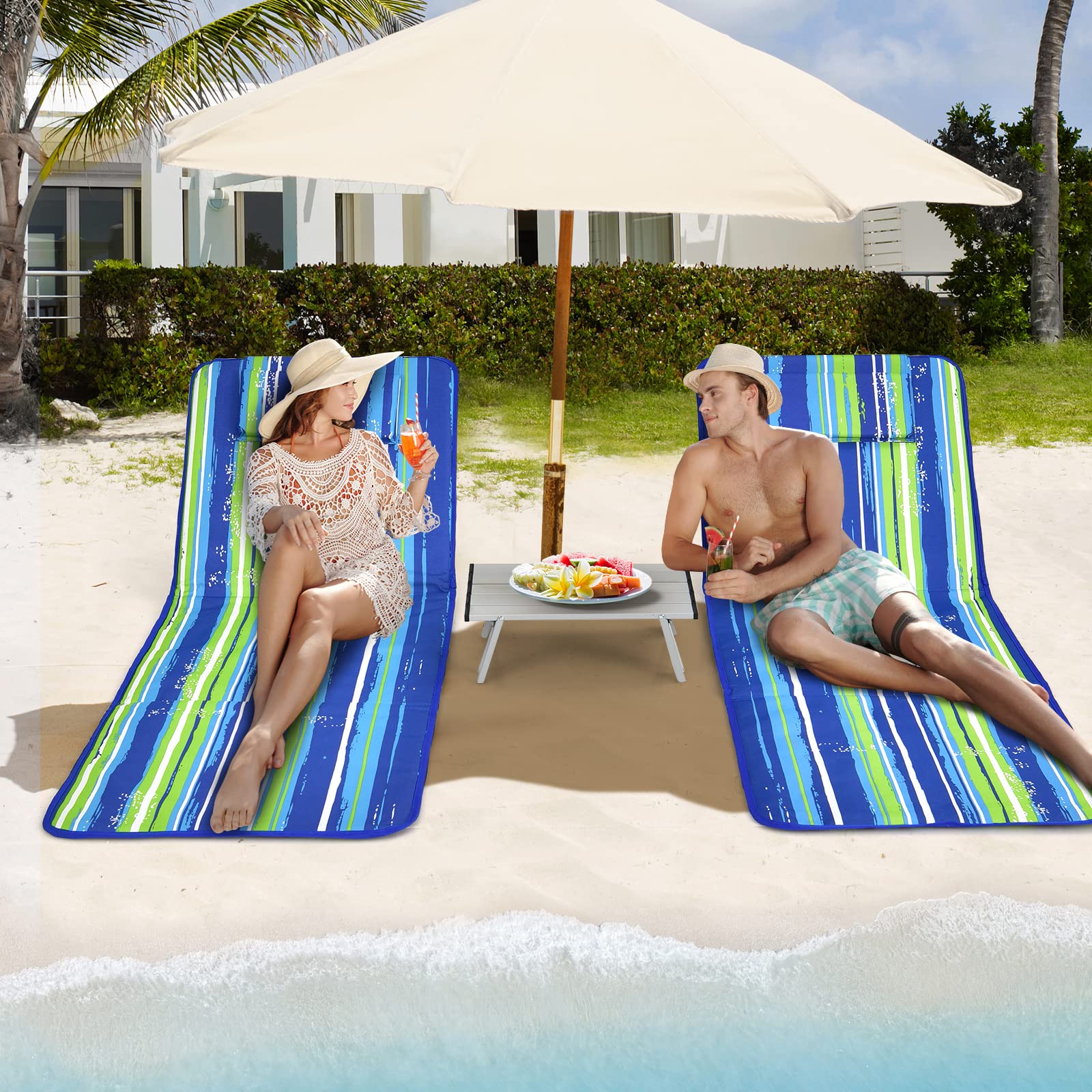 komfotteu-strandmatten-set-2-teilig-mit-tisch-kissen-tasche-blau-gr-n image 7