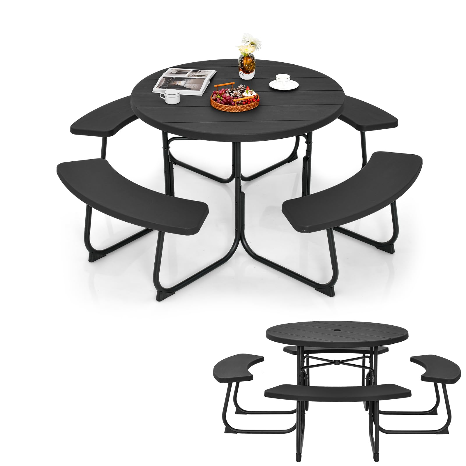 komfotteu-bierzeltgarnitur-schwarz-f-r-8-personen-mit-rundtisch-und-4-b-nken image 1
