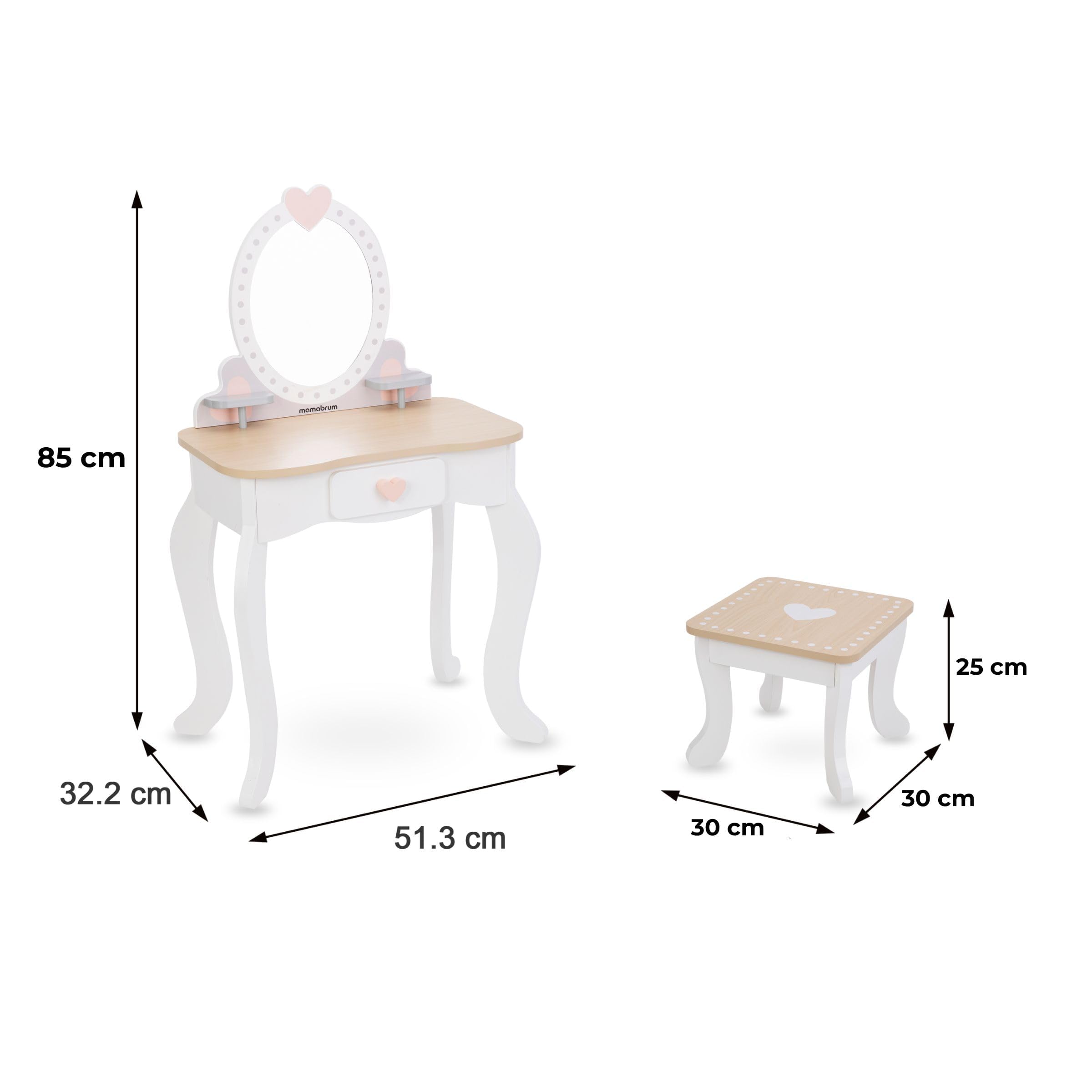 mamabrum-schminktisch-holz-mit-spiegel-makeup-dresser-mit-ballerina image 7