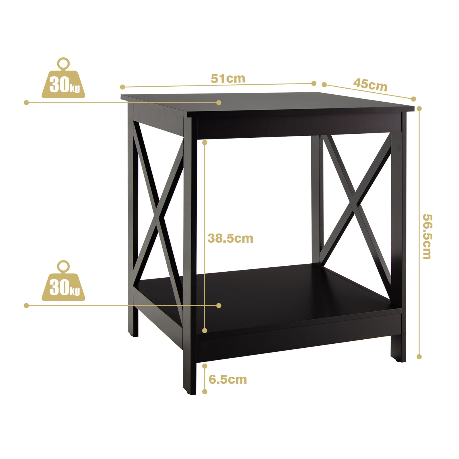 komfotteu-beistelltisch-2-ebenen-51-x-45-x-56-5-cm-nachttisch-sofatisch-klein image 3