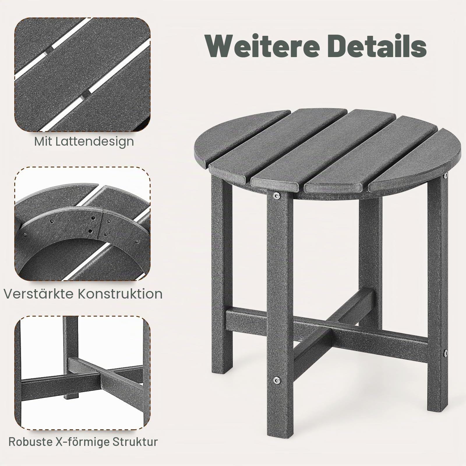 komfotteu-gartentisch-klein-rund-grau-hdpe-beistelltisch-wetterfest-bis-150-kg image 4