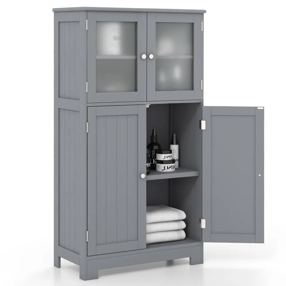 komfotteu-badezimmerschrank-mit-2-t-ren-60-x-30-x-109-cm-grau image 1