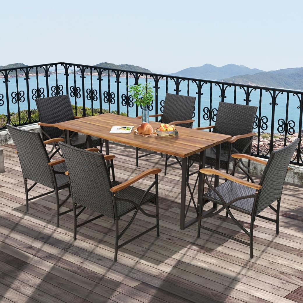 komfotteu-2er-rattanstuhl-set-terrassenstuhl-mit-holz-armlehnen-und-kissen image 2