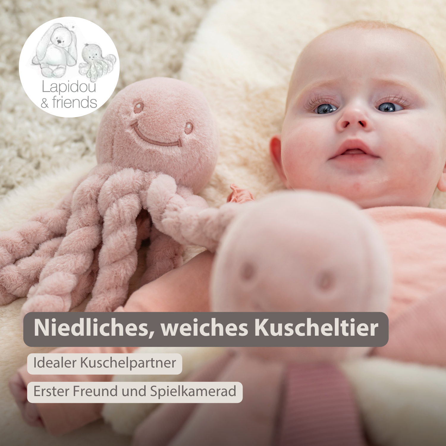 nattou-lapidou-doudou-kuschel-oktopus-22-cm-puderrosa image 2