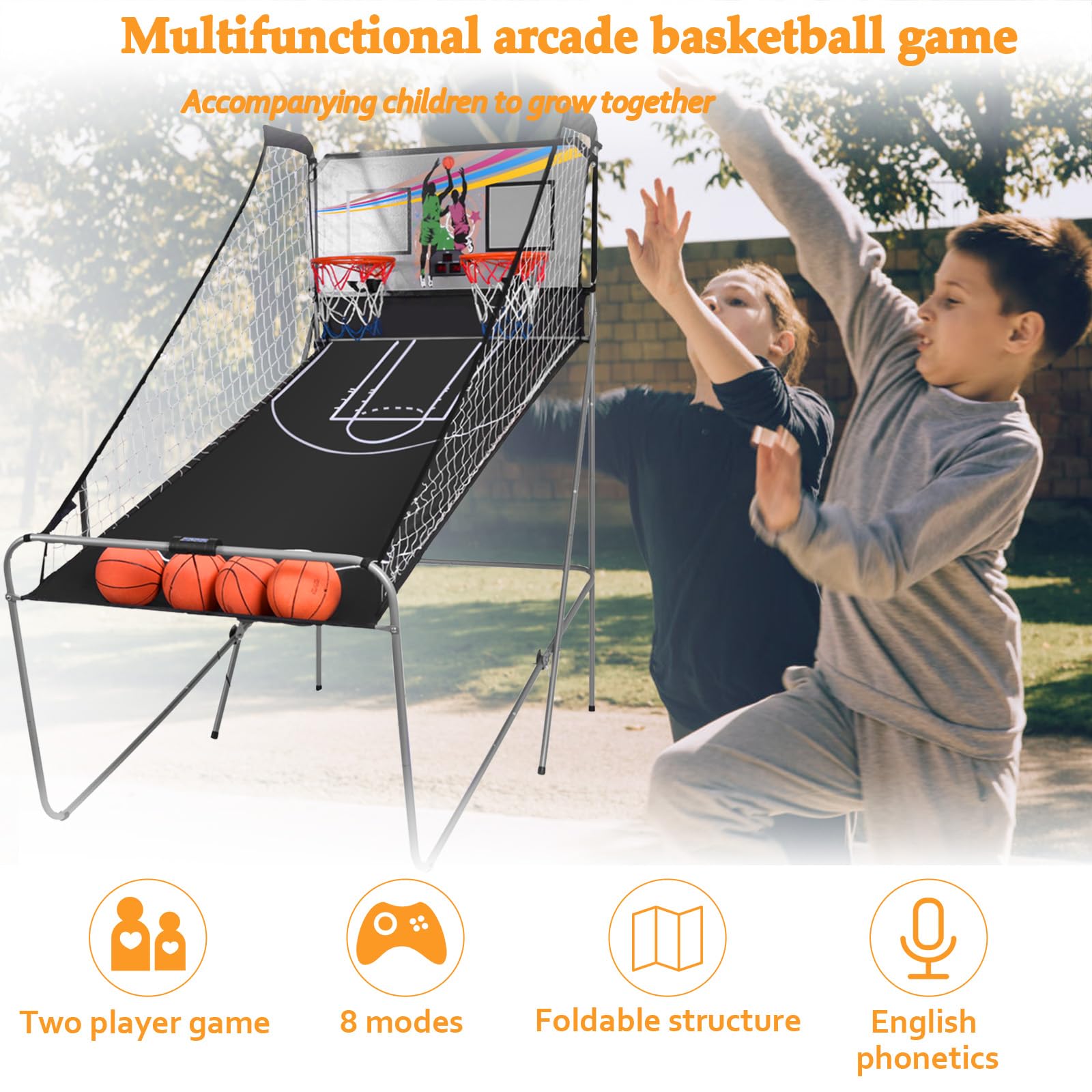komfotteu-basketballautomat-klappbar-mit-2-k-rben-grau image 5