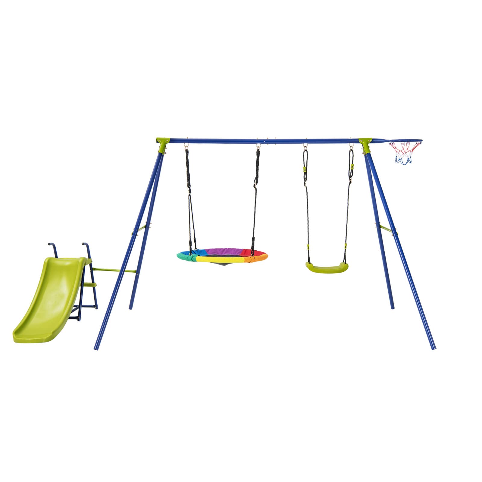 komfotteu-5-in-1-kinderschaukel-set-schaukelgestell-mit-2-schaukeln-rutsche-bask image 8