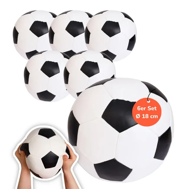 alldoro-softball-6er-set-18-cm-schwarz-wei-schaumstoffball image 1
