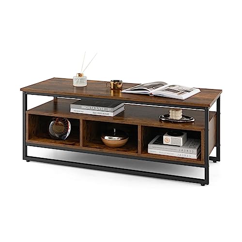 komfotteu-tv-st-nder-industrial-110-cm-braun-metallrahmen image 4