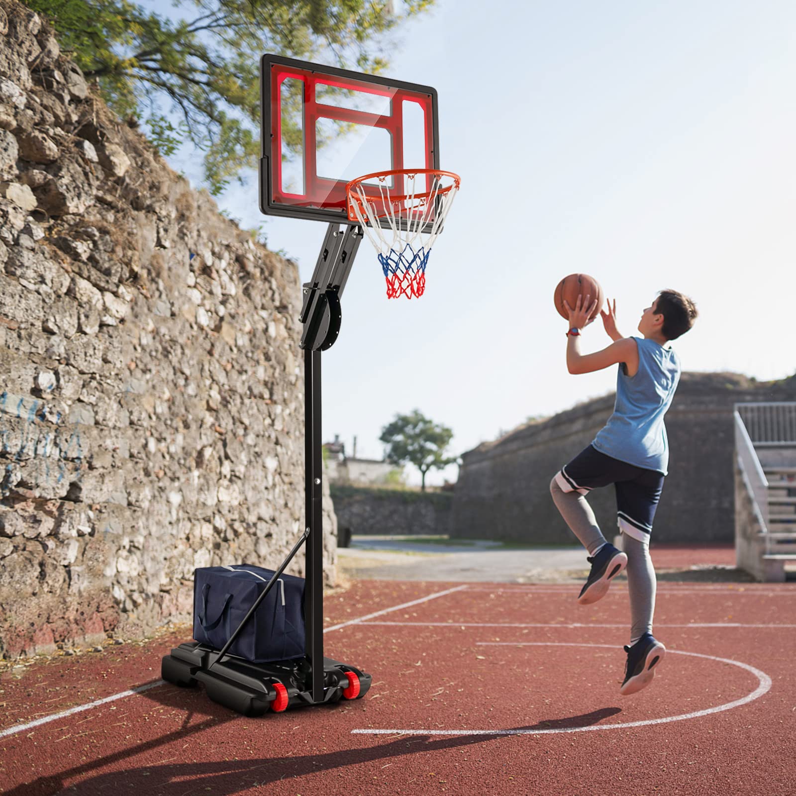 komfotteu-basketballkorb-mit-st-nder-h-henverstellbar-106-260-cm-mobil image 2