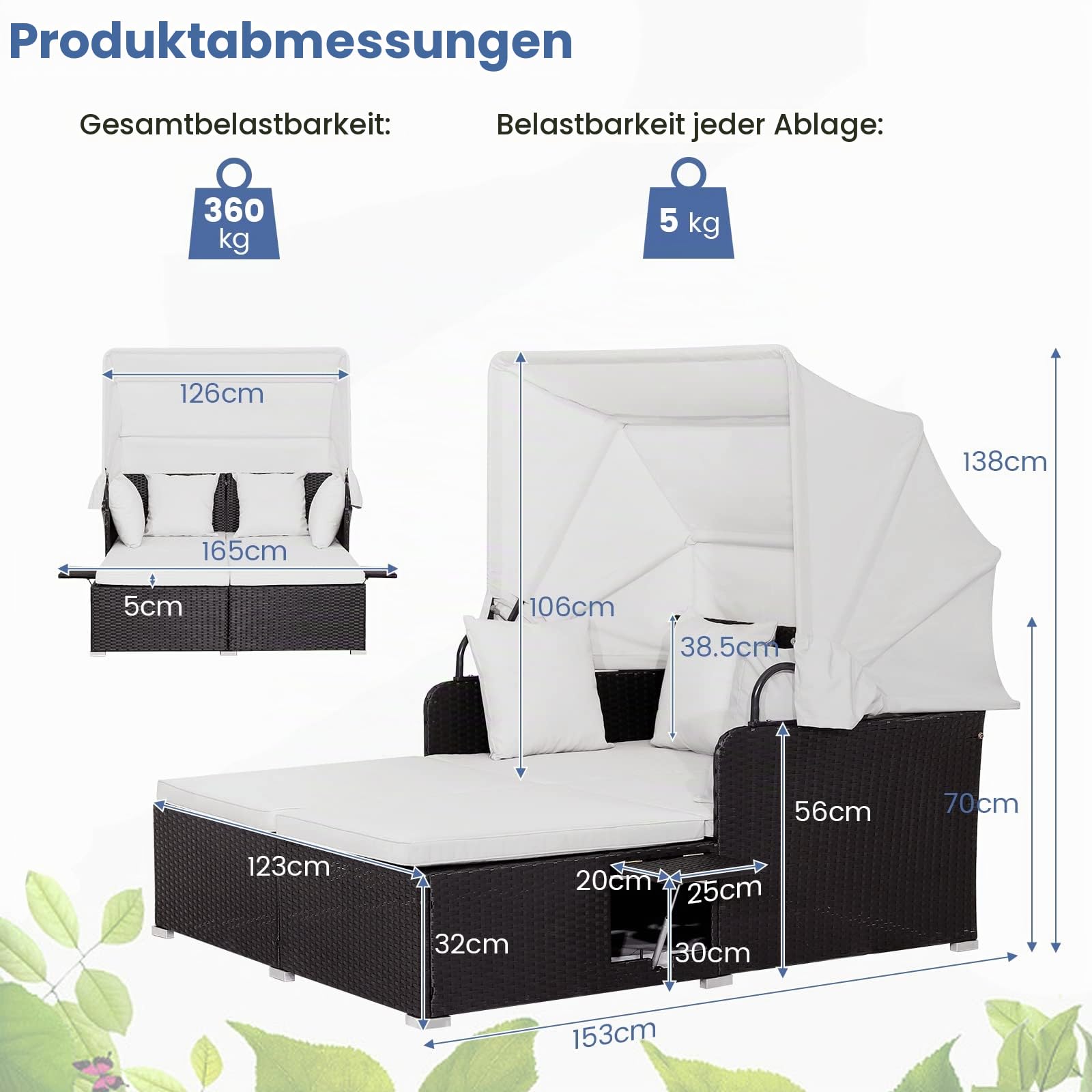 komfotteu-rattan-sonnenliege-f-r-2-personen-mit-sonnendach-inkl-kissen image 3
