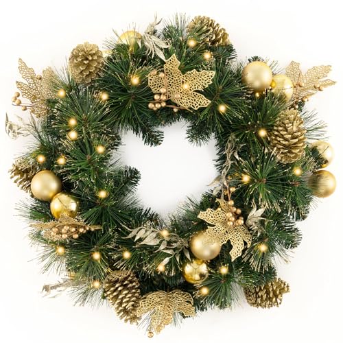 komfotteu-weihnachtsgirlande-60-cm-mit-35-leds-k-nstliche-tannengirlande-mit-gol image 8