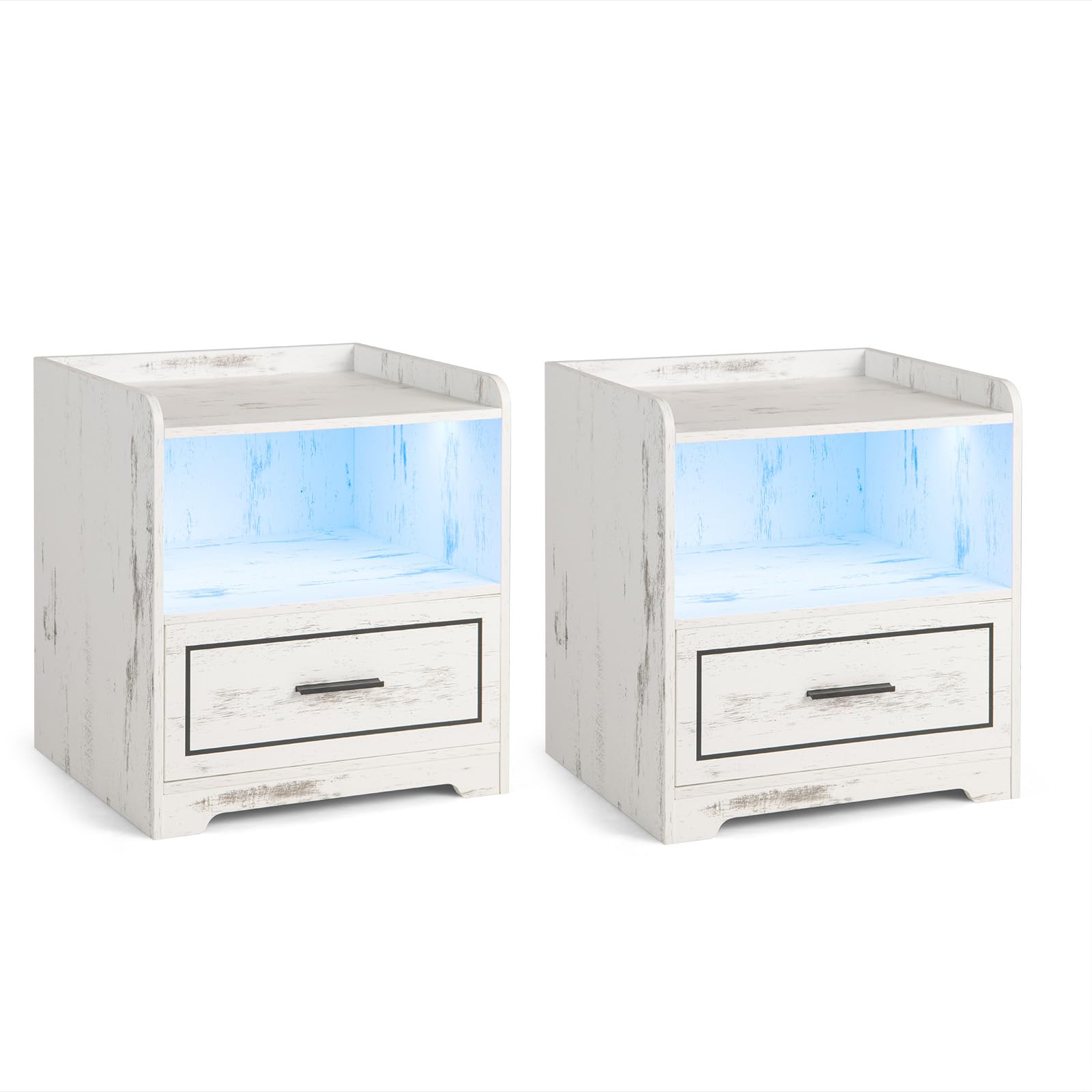 komfotteu-nachttisch-wei-2er-set-smart-led-mit-usb-type-c-45x40x50-cm image 1
