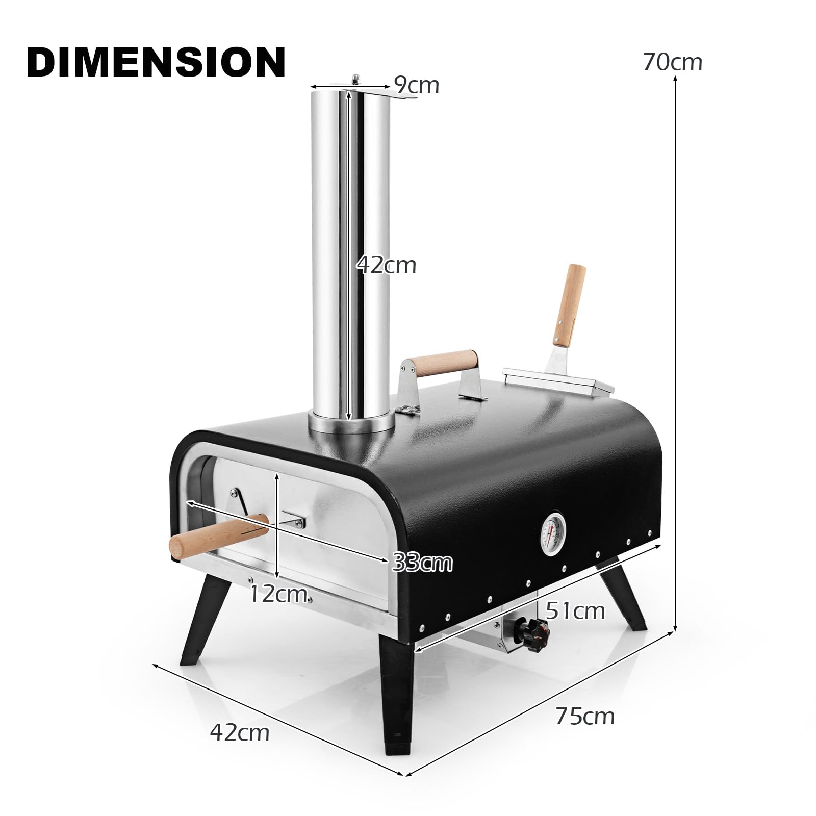 komfotteu-pizzaofen-outdoor-holzofen-edelstahl-mit-30-cm-pizzastein-thermometer- image 5