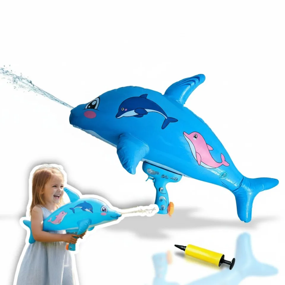 alldoro-aufblasbare-xxl-wasserpistole-delfin-72-cm-mit-luftpumpe image 1