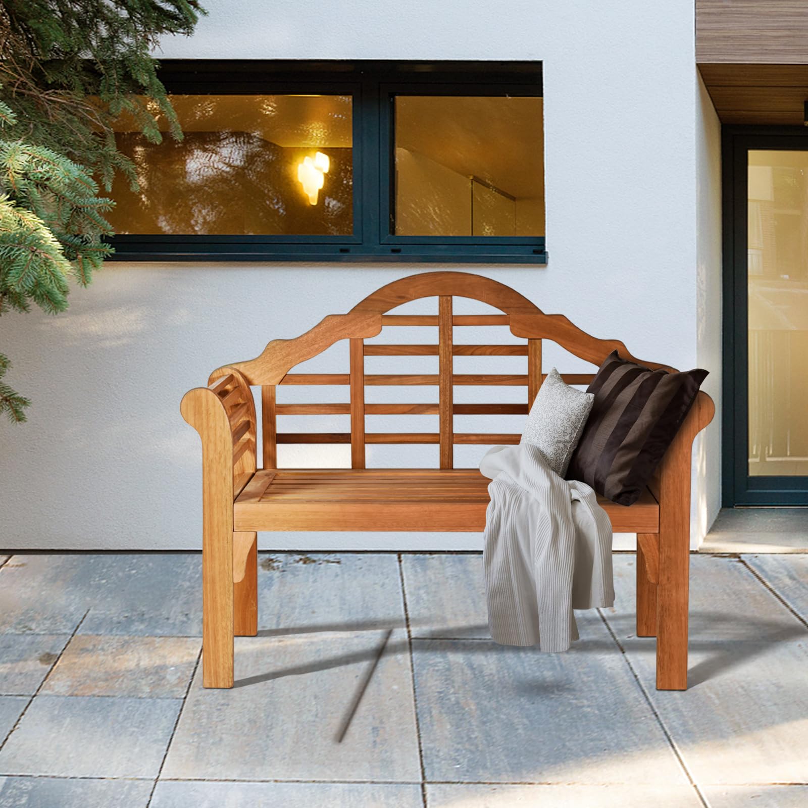 komfotteu-2-sitzer-gartenbank-klappbar-eukalyptus-123-cm-bis-360-kg image 2