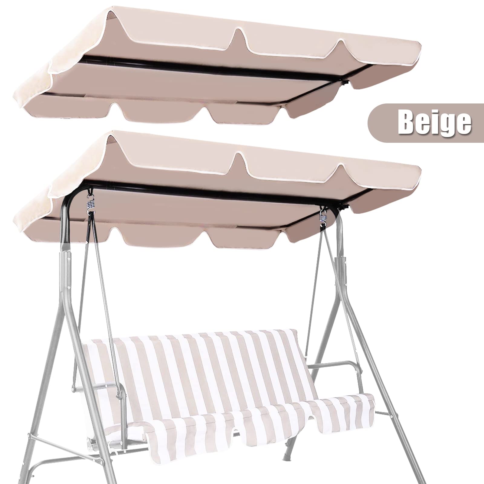 komfotteu-universal-sonnendach-hollywoodschaukel-ersatzdach-190x132cm-beige image 7