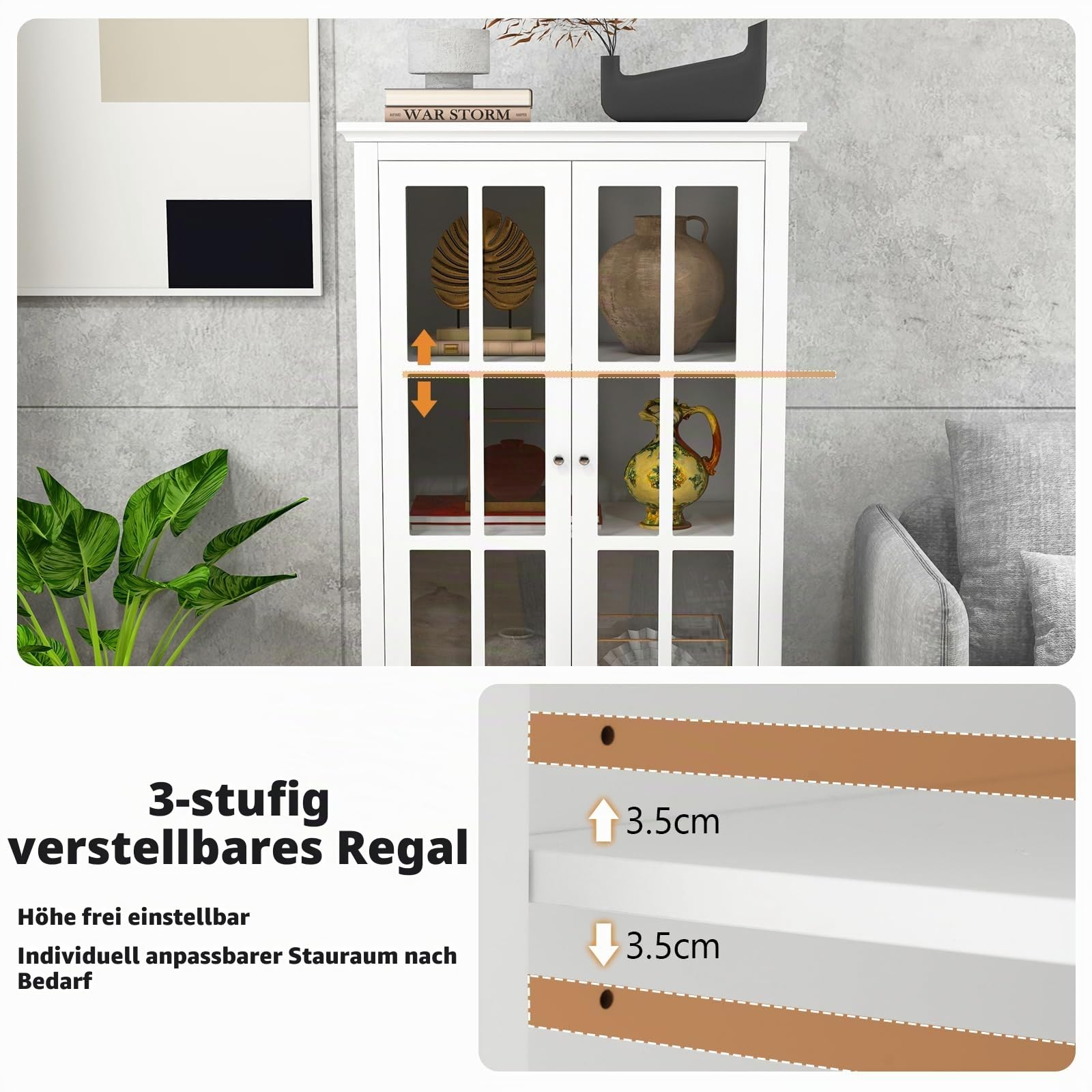 komfotteu-b-cherschrank-4-stufiger-vitrinenschrank-mit-t-ren-und-schublade image 4