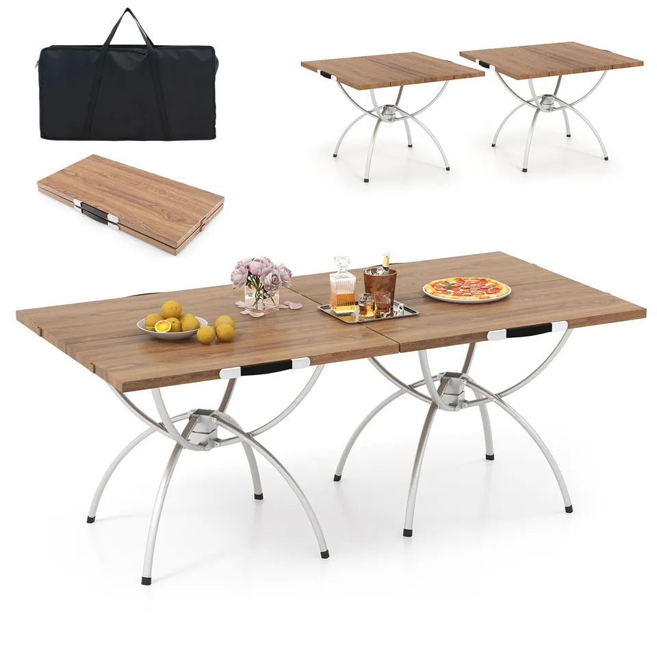 komfotteu-campingtisch-2-in-1-ausziehbar-120x60-cm-alu-holz image 1