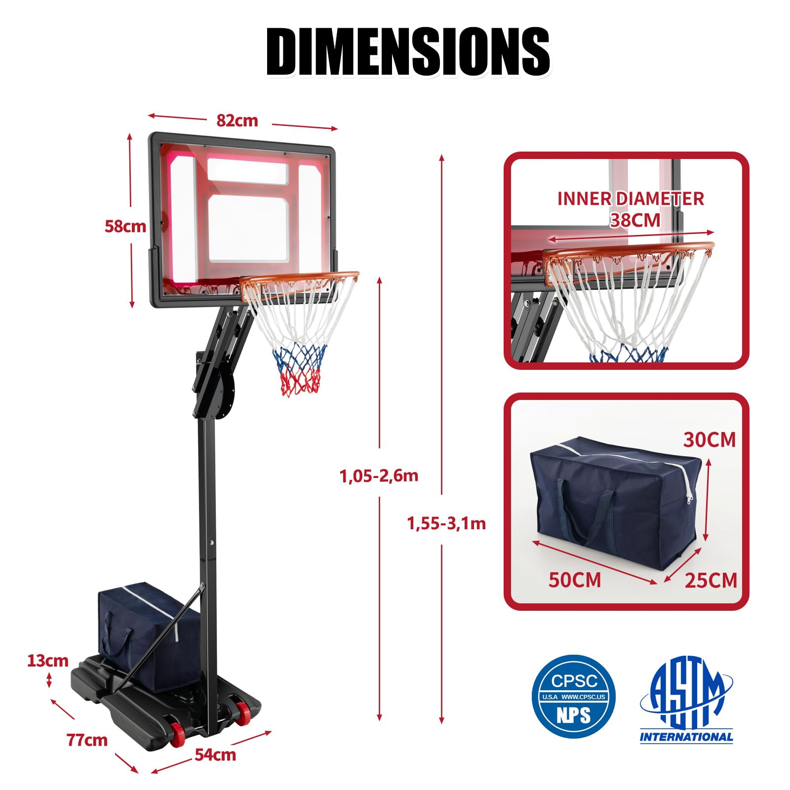 komfotteu-basketballkorb-mit-st-nder-h-henverstellbar-106-260-cm-mobil image 7