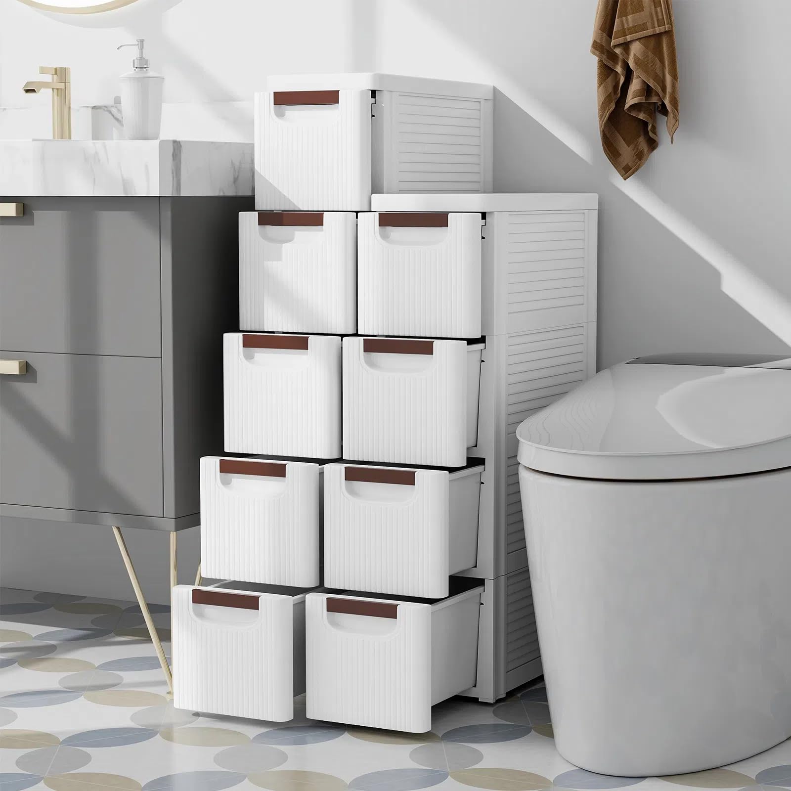 komfotteu-nischenschrank-auf-rollen-mit-4-schubladen-19-cm-schmaler-rollschrank image 2