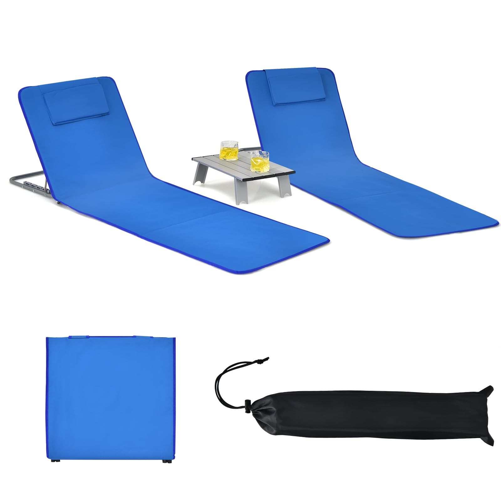 komfotteu-strandmatten-set-2-teilig-mit-tisch-kissen-tasche-blau-gr-n image 8