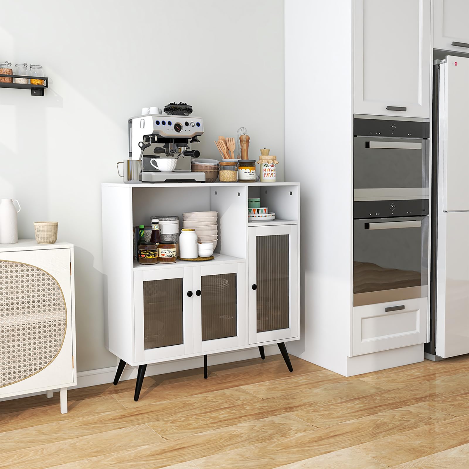 komfotteu-buffet-sideboard-wei-100x39-5x100-cm-mit-3-glast-ren image 2
