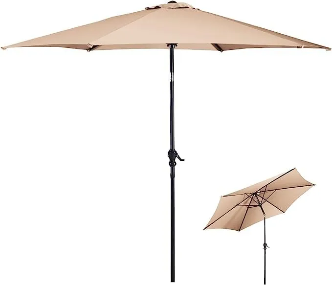 komfotteu-sonnenschirm-knickbar-300-cm-mit-uv-schutz-und-kurbel image 1