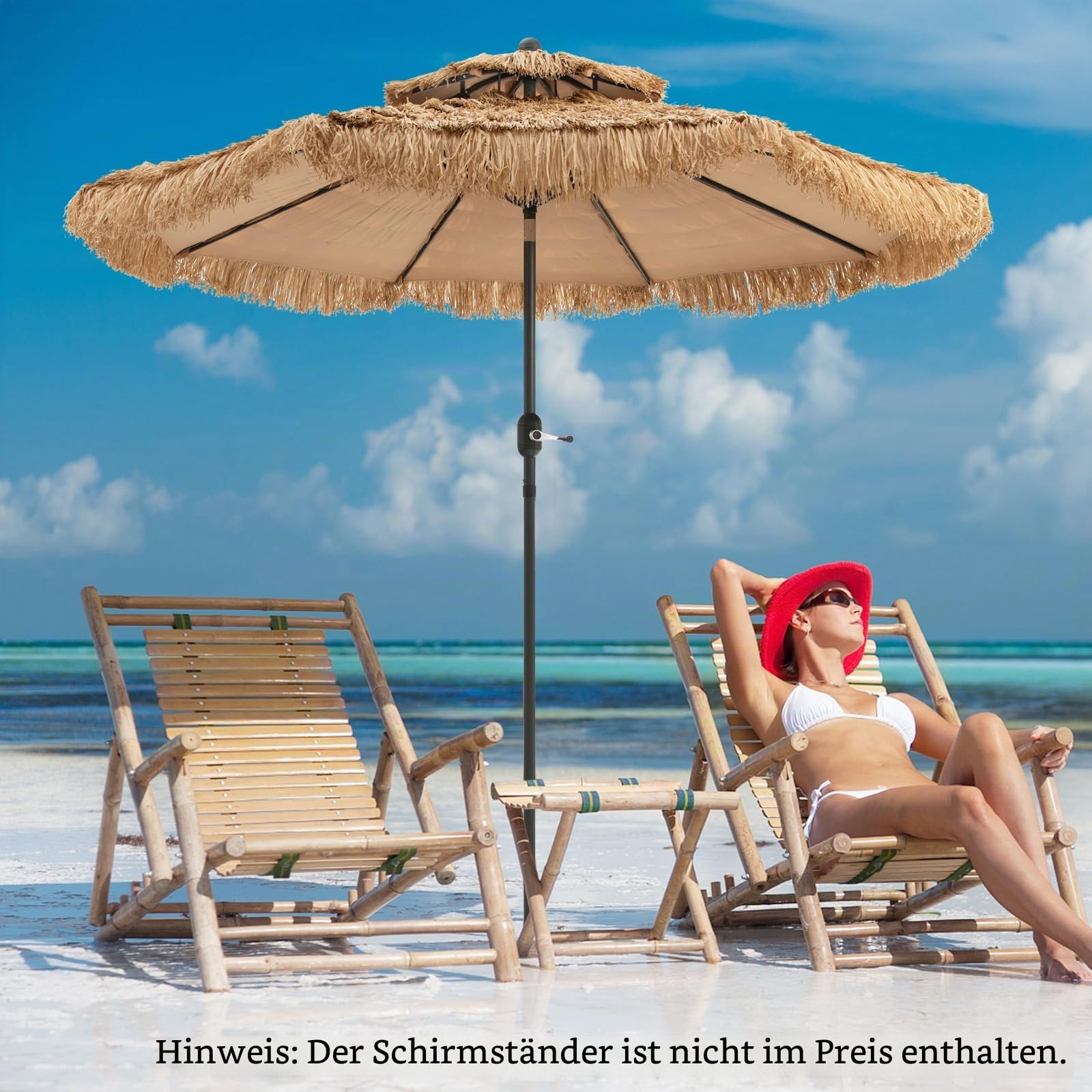 komfotteu-hawaii-sonnenschirm-2-7-m-strohschirm-bast-knickbar-mit-doppeldach image 2