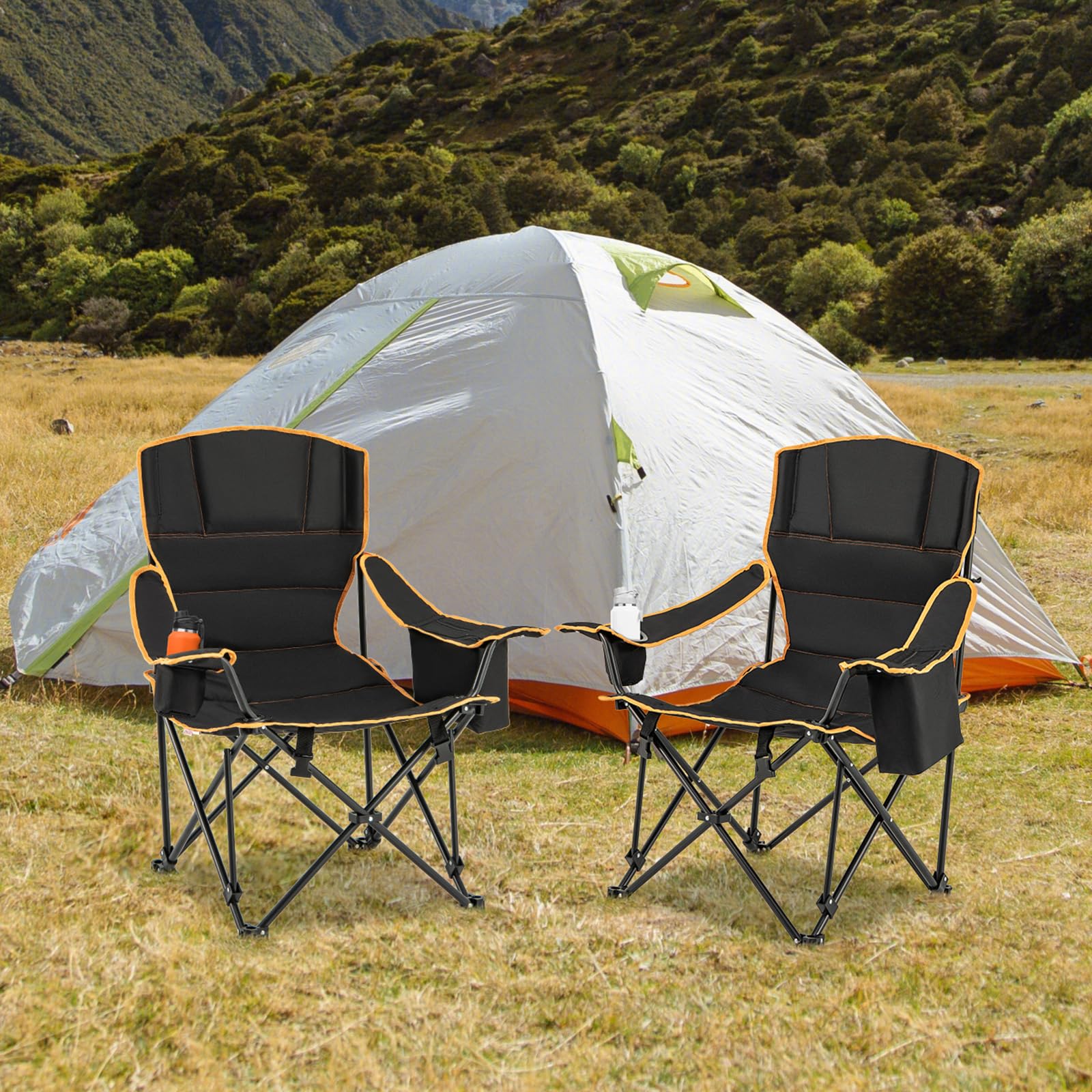 komfotteu-campingstuhl-faltbar-mit-fu-st-tze-90-135-k-hltasche-2er-set image 2