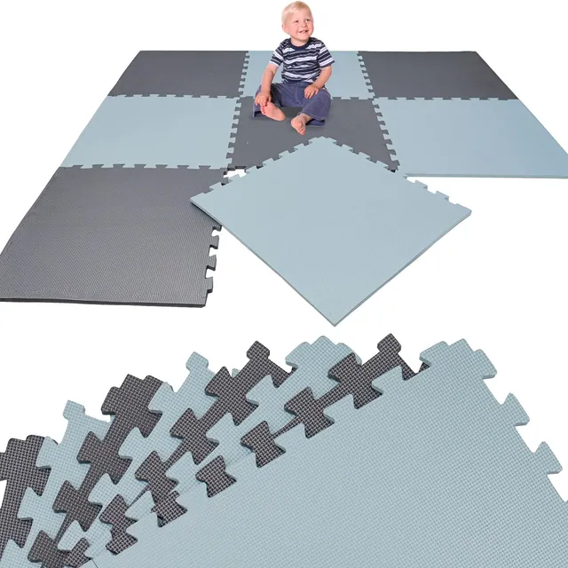 littletom-spielmatte-baby-puzzlematte-8x50x50cm-200x100cm-grau-blau image 1