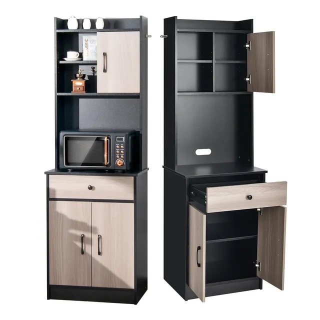 komfotteu-buffetschrank-hochschrank-60x40x180-cm-dunkelschwarz-mit-3-t-ren image 1