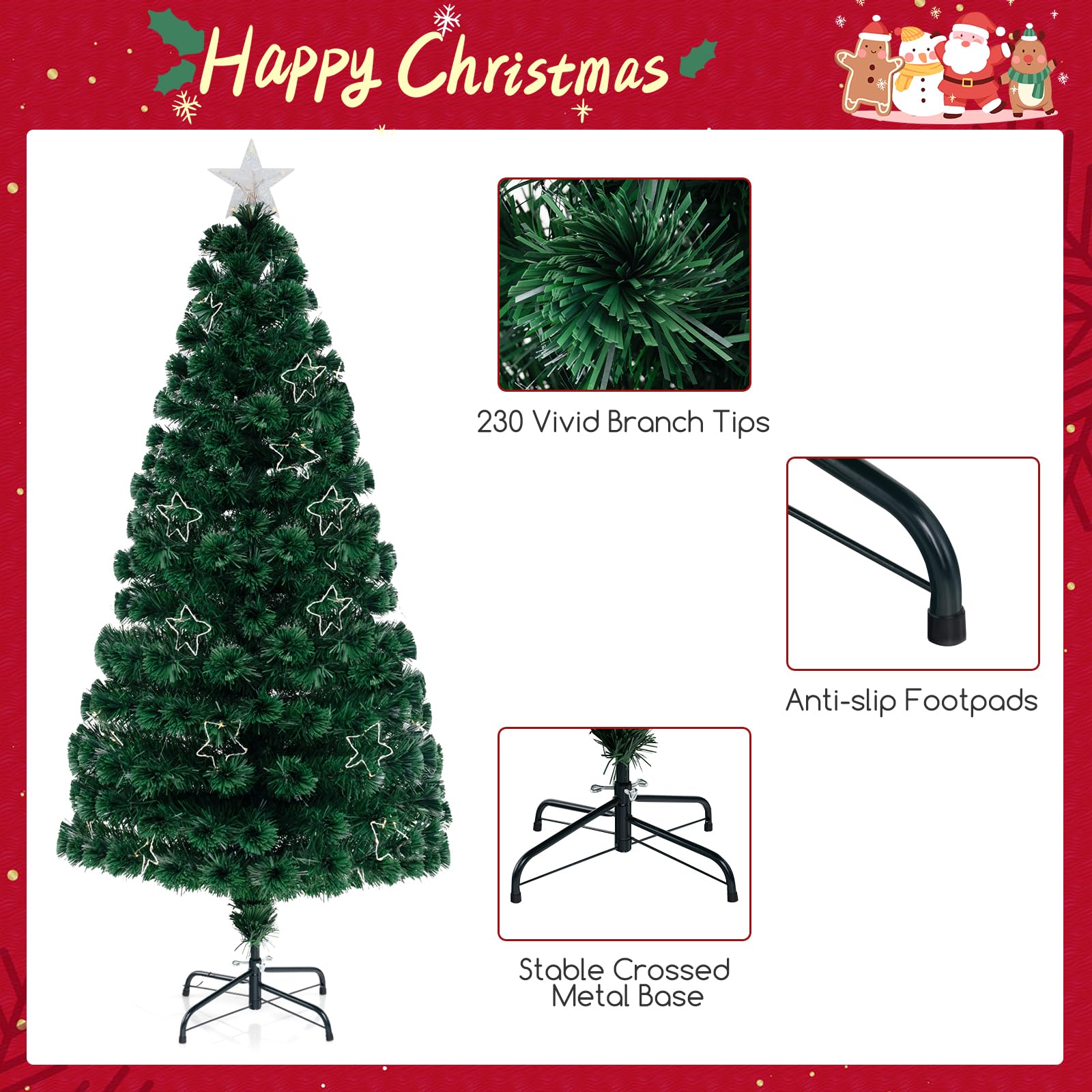 komfotteu-k-nstlicher-weihnachtsbaum-180-cm-mit-36-sternlichtern-230-spitzen image 4