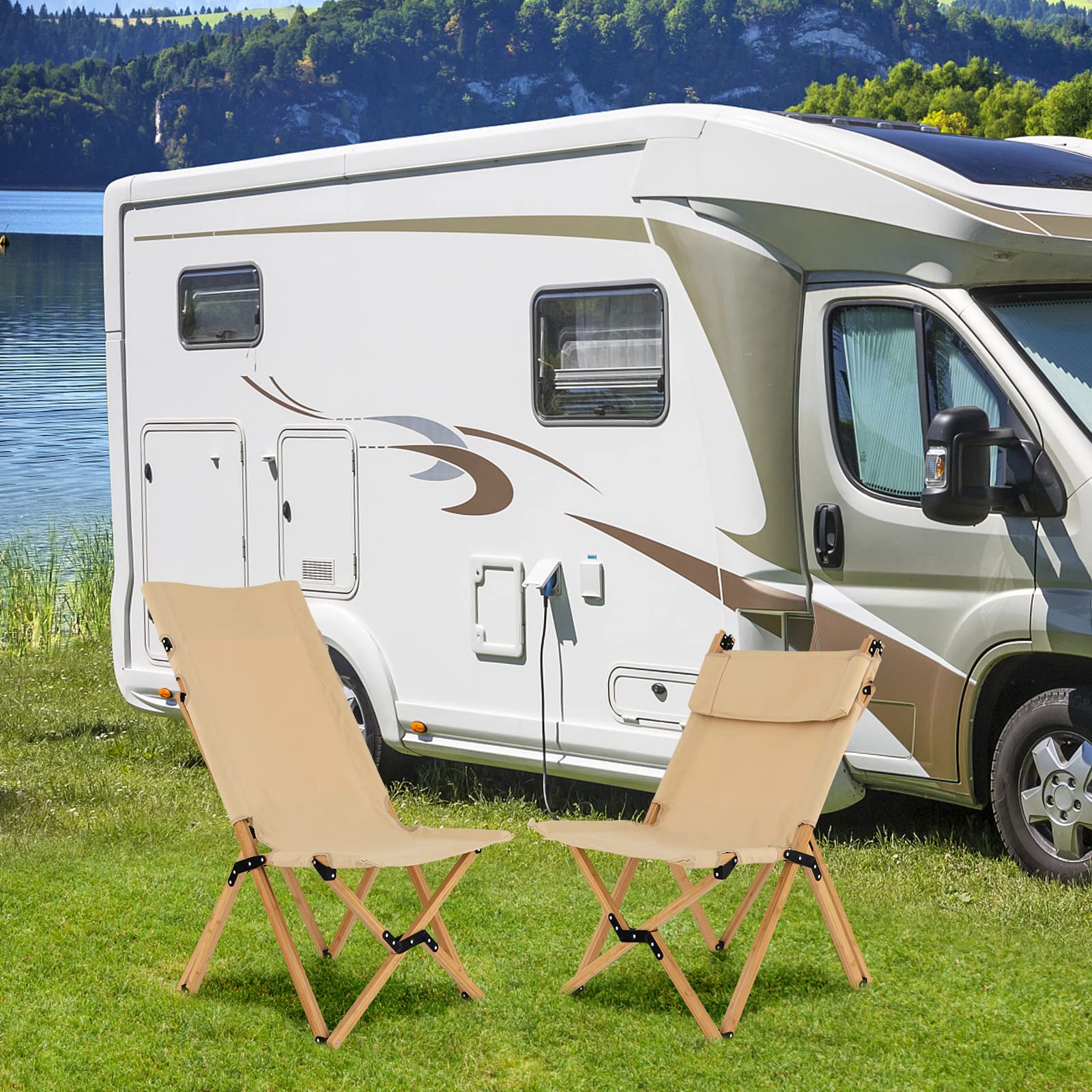 komfotteu-campingstuhl-bambus-klappbar-faltstuhl-verstellbar-bis-150-kg image 6