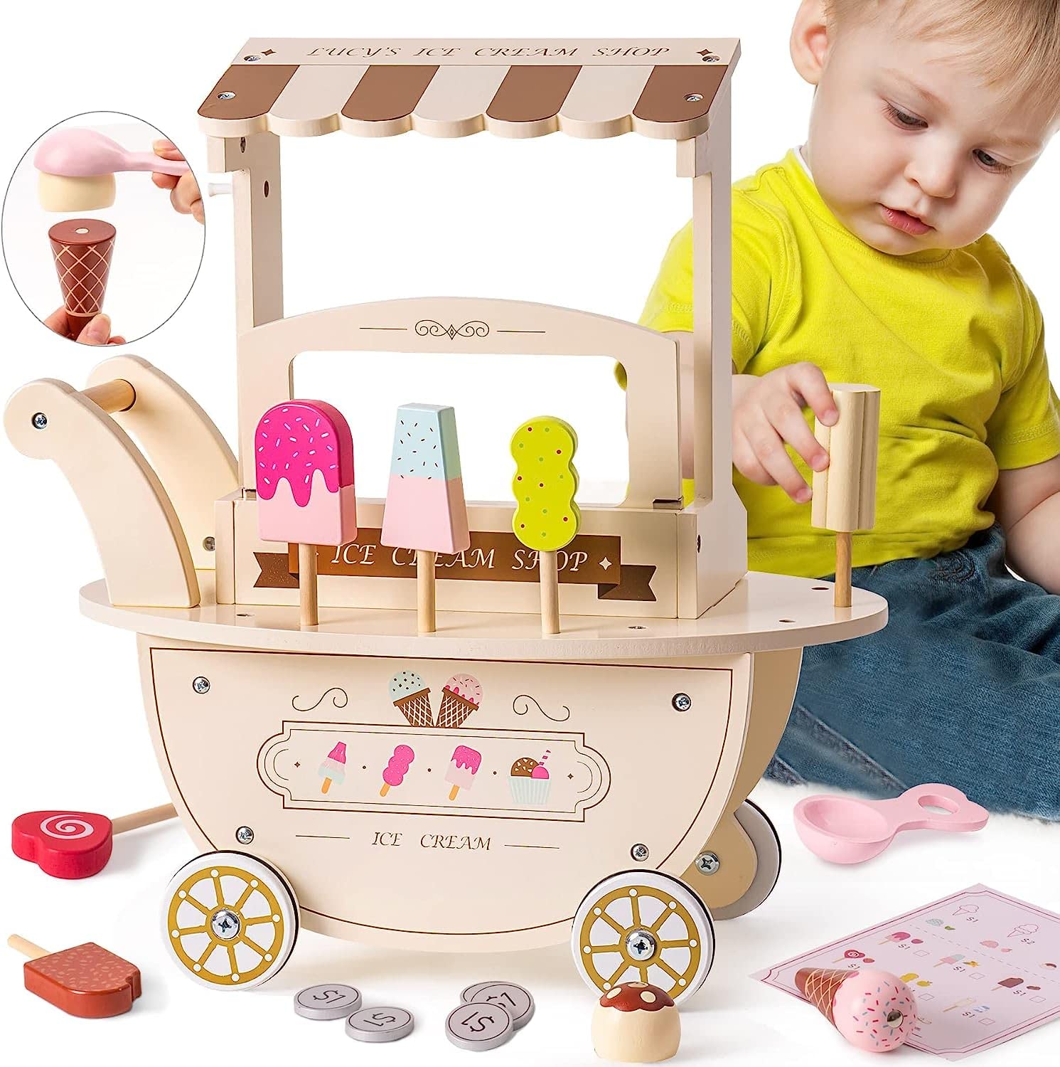 mamabrum-eiswagen-holzspielzeug-set-eisdiele-15-teilig-magnetisch image 5
