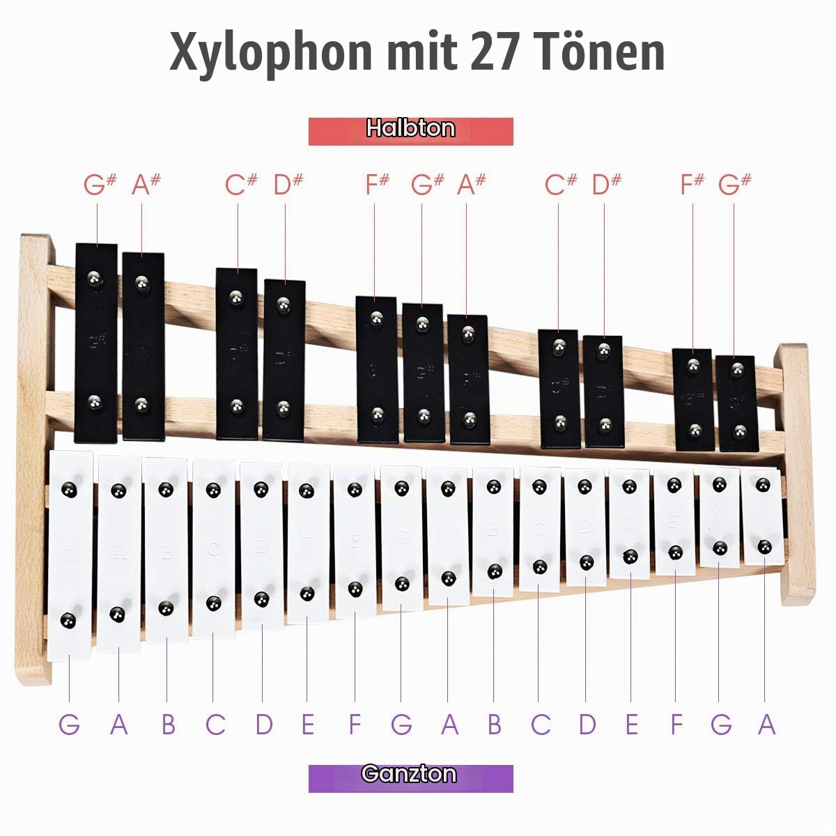 komfotteu-xylophon-27-noten-glockenspiel-metall-mit-holzsockel-schl-geln-tasche image 4