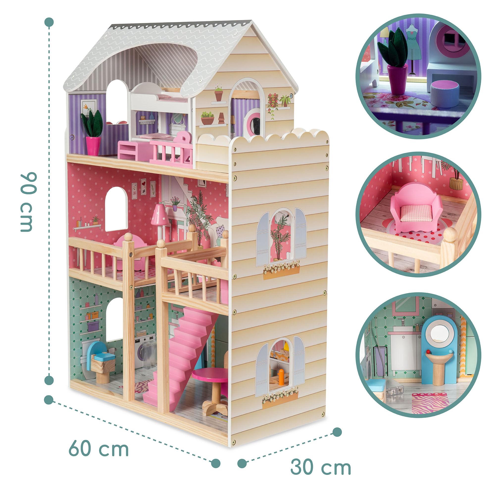 mamabrum-puppenhaus-holz-60x30x75-cm-3-etagen-mit-m-beln-led image 4