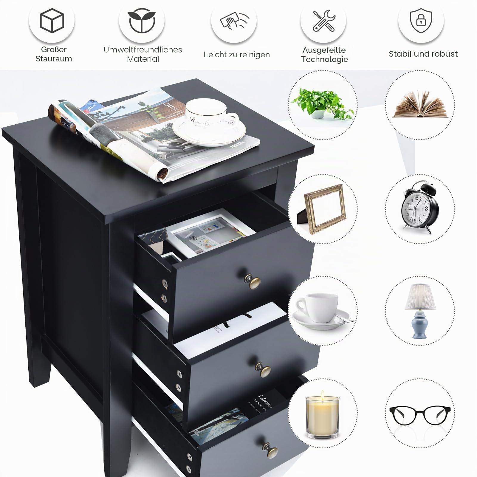 komfotteu-nachttisch-2er-set-3-schubladen-schwarz-46-x-37-x-65-cm image 5